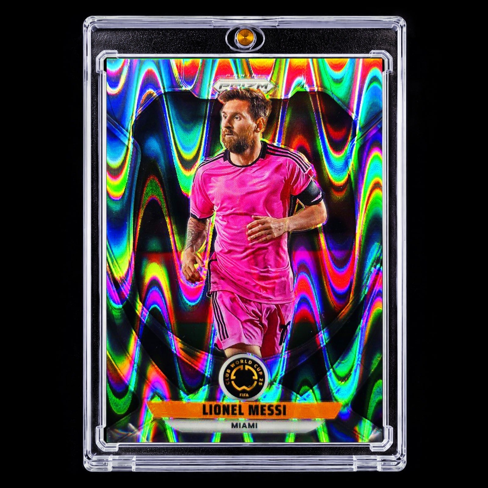LIONEL MESSI RARE RAYWAVE REFRACTOR CHROME Holo SP Prizm Pink Uniform Miami GOAT