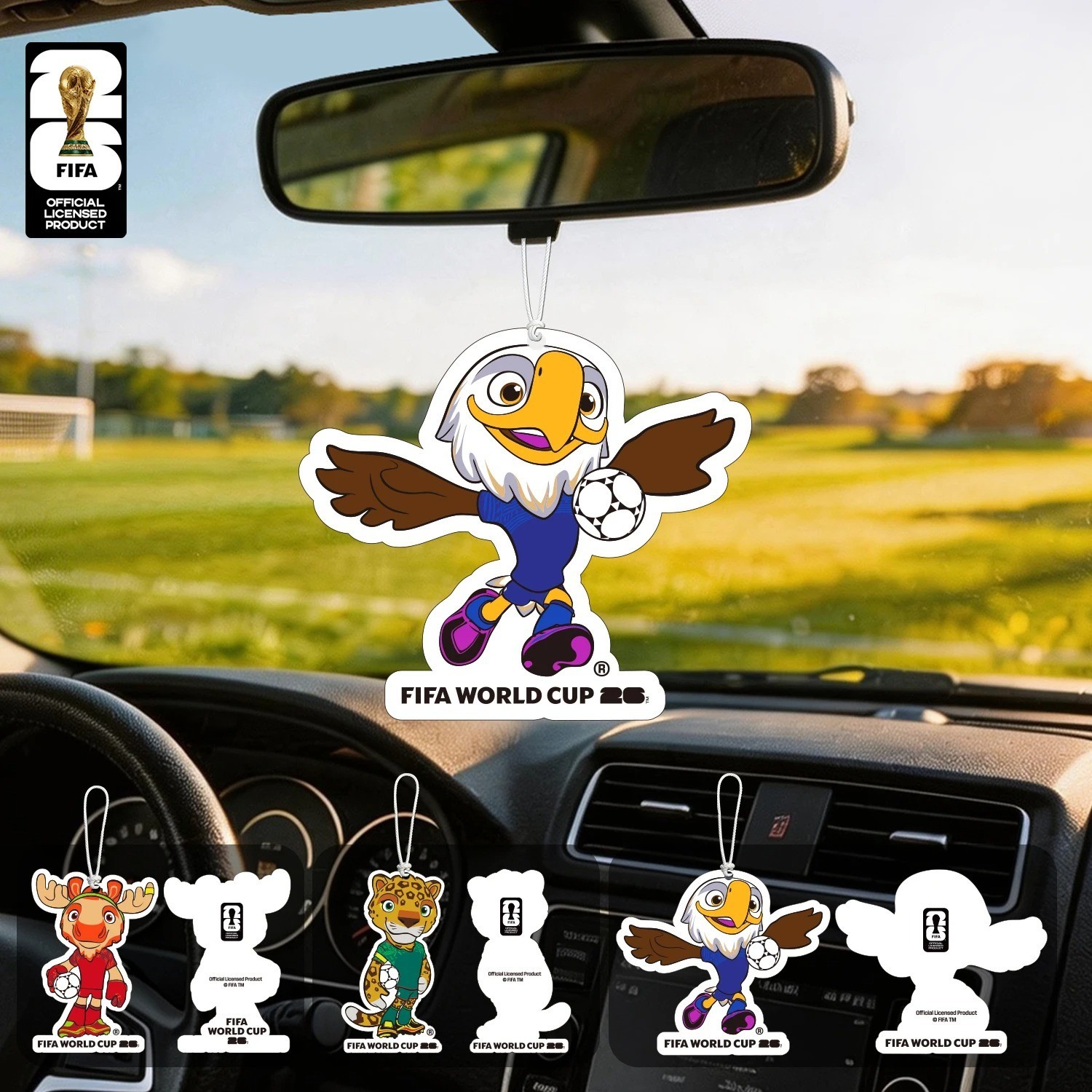 FIFA World Cup 2026 Official 3 Pack Car Air Freshener with Trophy Mascot & Host