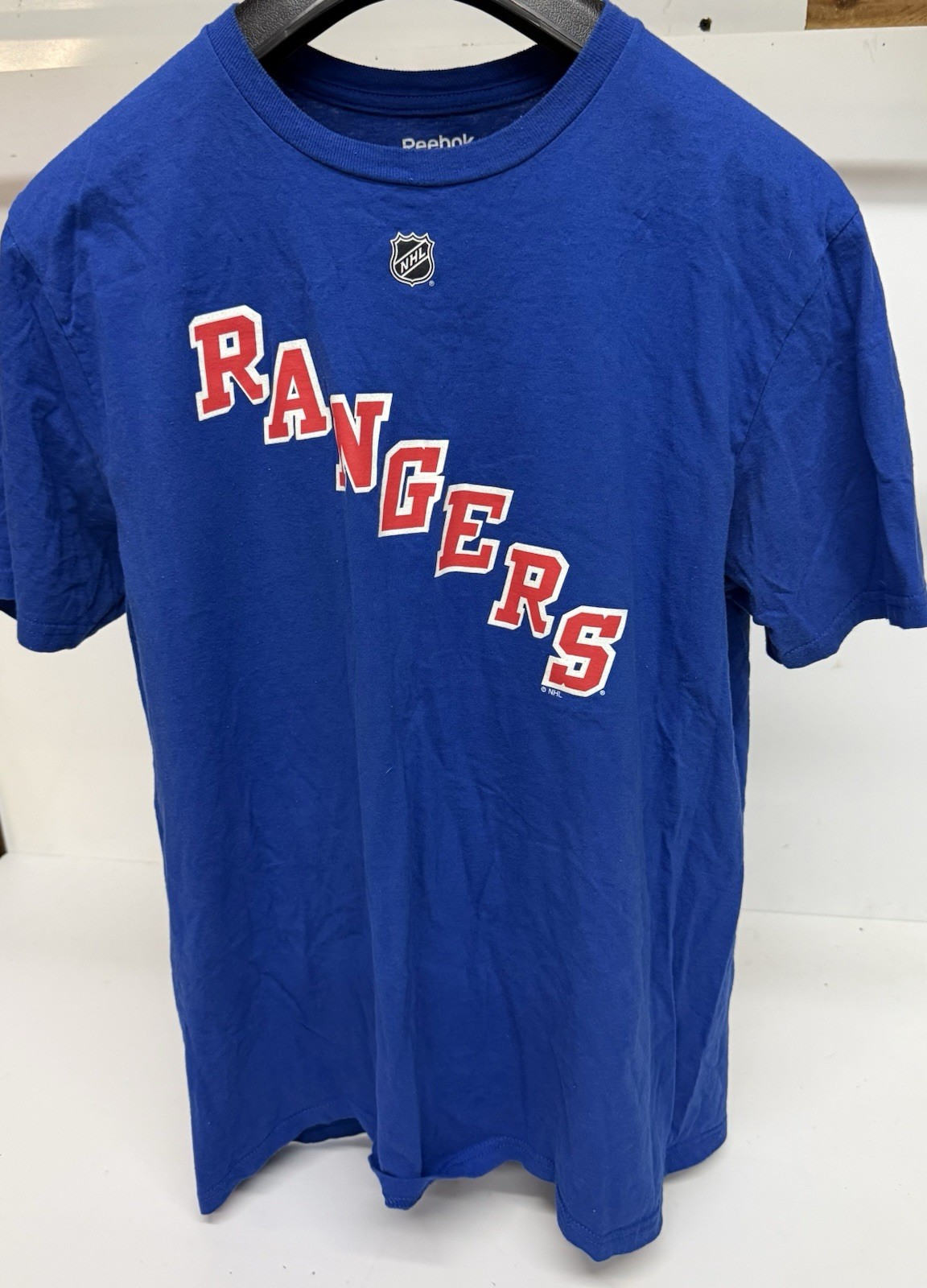Reebok New York Rangers NHL Henrik Lundqvist #30 Blue Short Sleeve Shirt, L