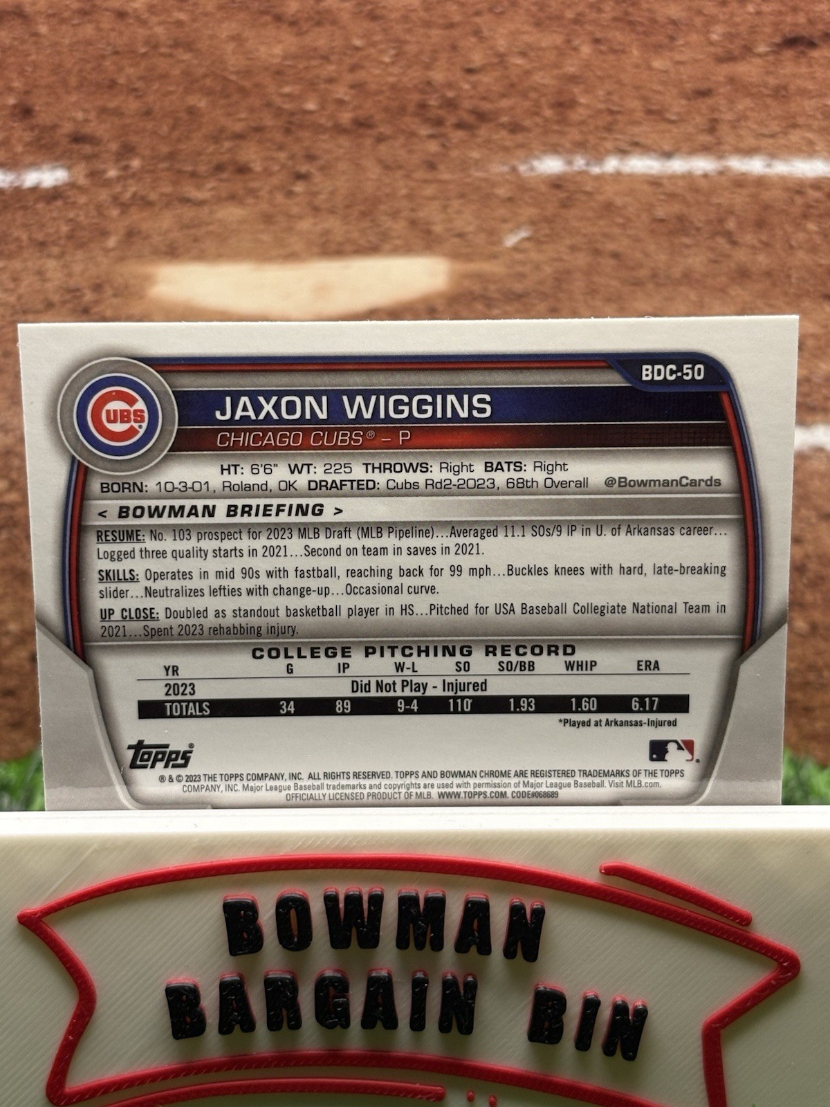 2023 Bowman Draft – Chrome Jaxon Wiggins #BDC-50 (RC)