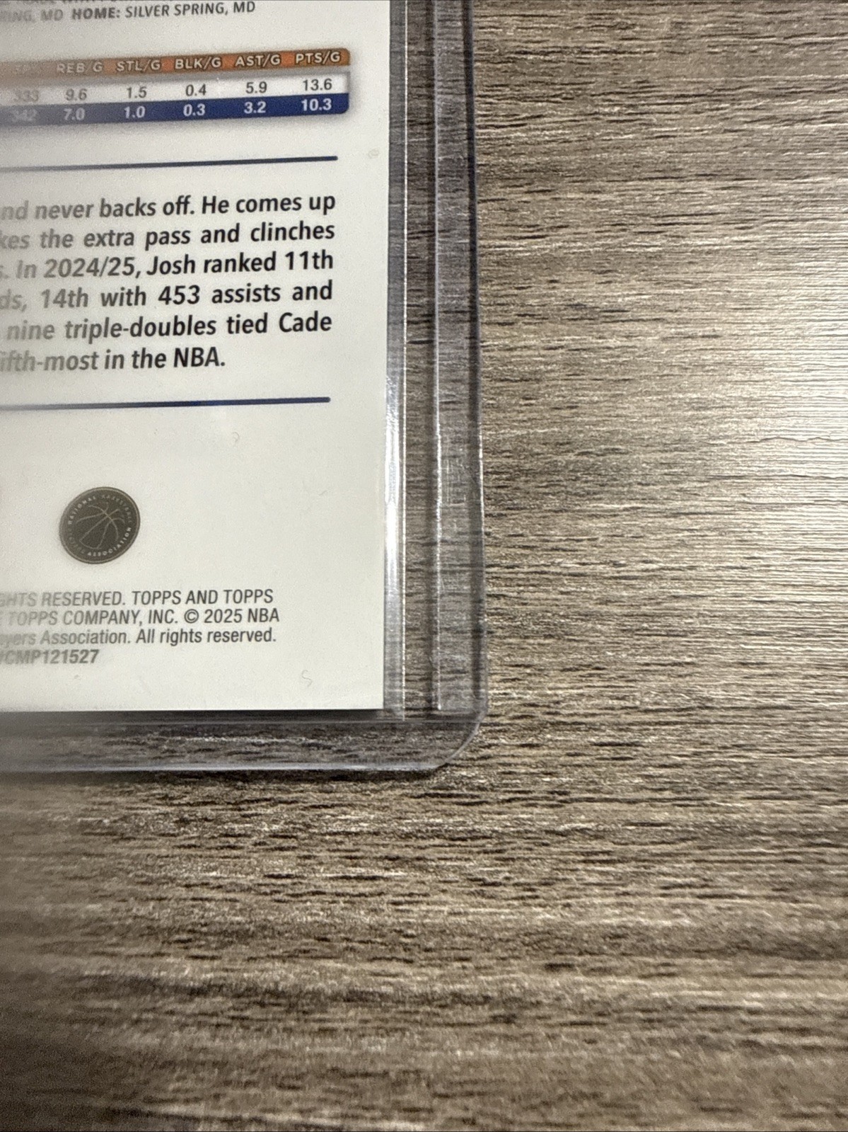 2025-26 Topps Chrome – Josh Hart – Blue X-Fractor #160 NY Knicks Color Match