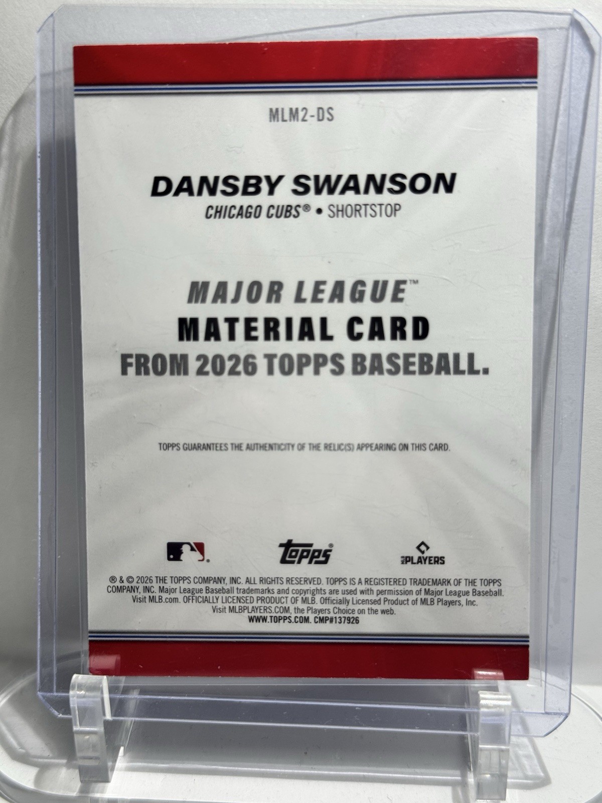 Topps 2026 Series 1 Dansby Swanson Chicago Cubs Major League Material #MLM-DS