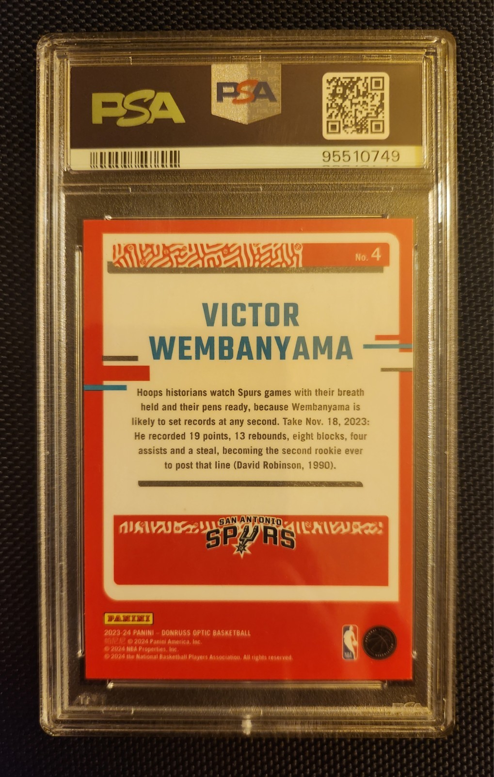 2023-24 Panini Donruss Optic Victor Wembanyama RC Rookie The Rookies PSA 9