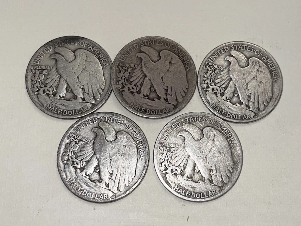 [Lot of 5] Walking Liberty Half DoIiar – 90% Siver Choose How Many Lots of 5!