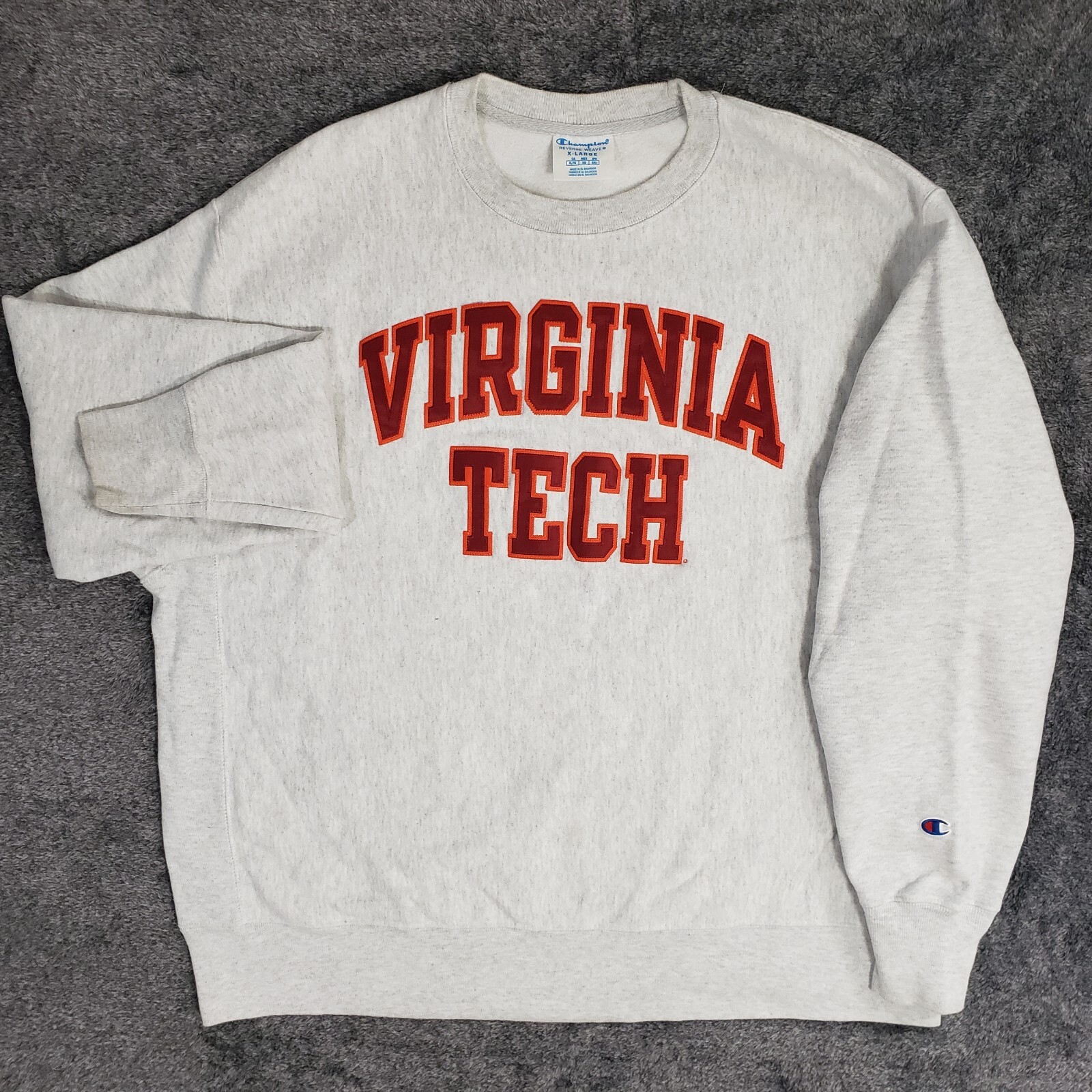 Virginia Tech Sweatshirt Mens XL Champion Reverse Weave Embroidered Hokies Gray