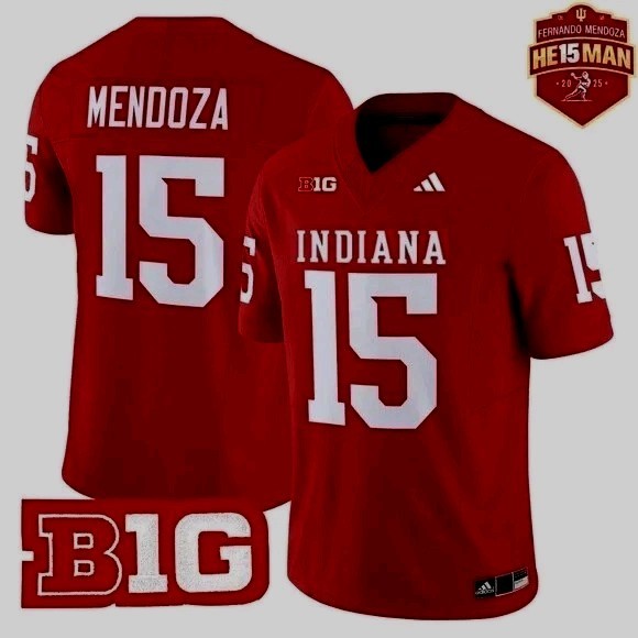 🔥 Fernando Mendoza 🔥 #15 Indiana Hoosiers Stitched Red Jersey Men’s LG