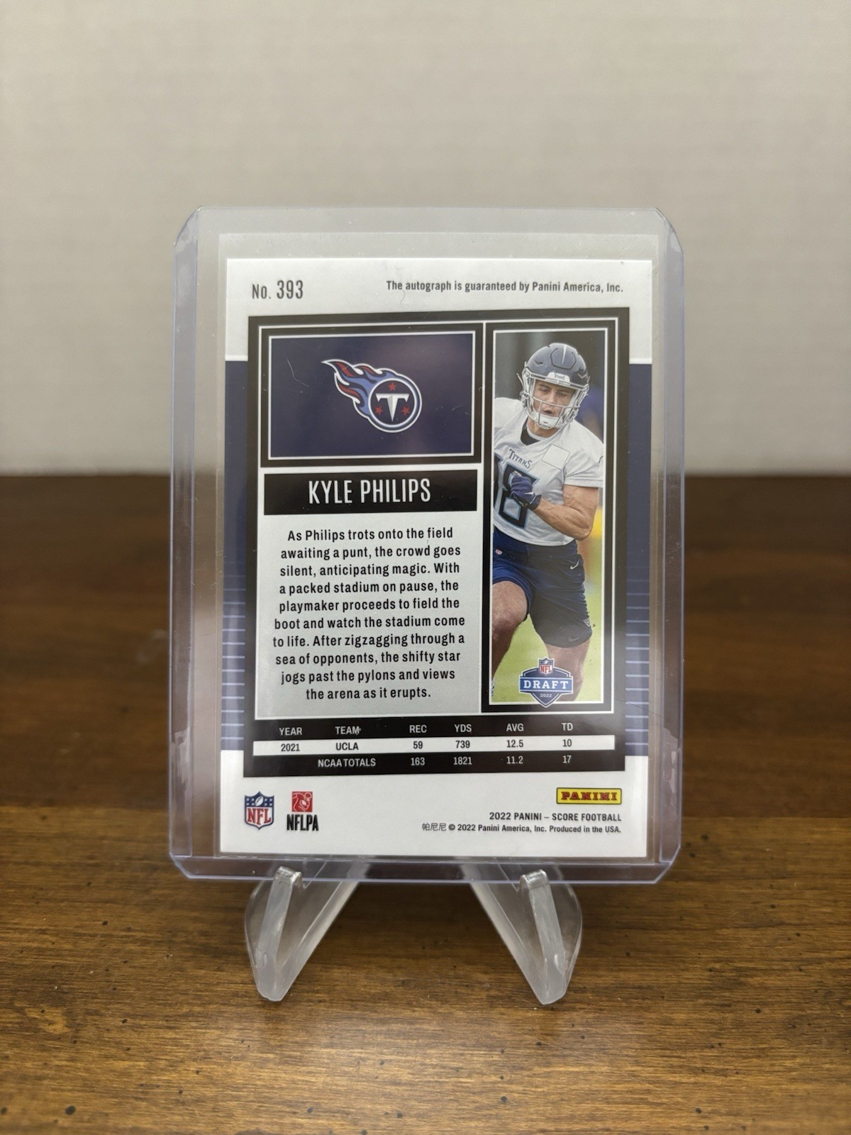Panini 2022 Score Rookies Kyle Philips Titans #393 Green Signatures Auto RC