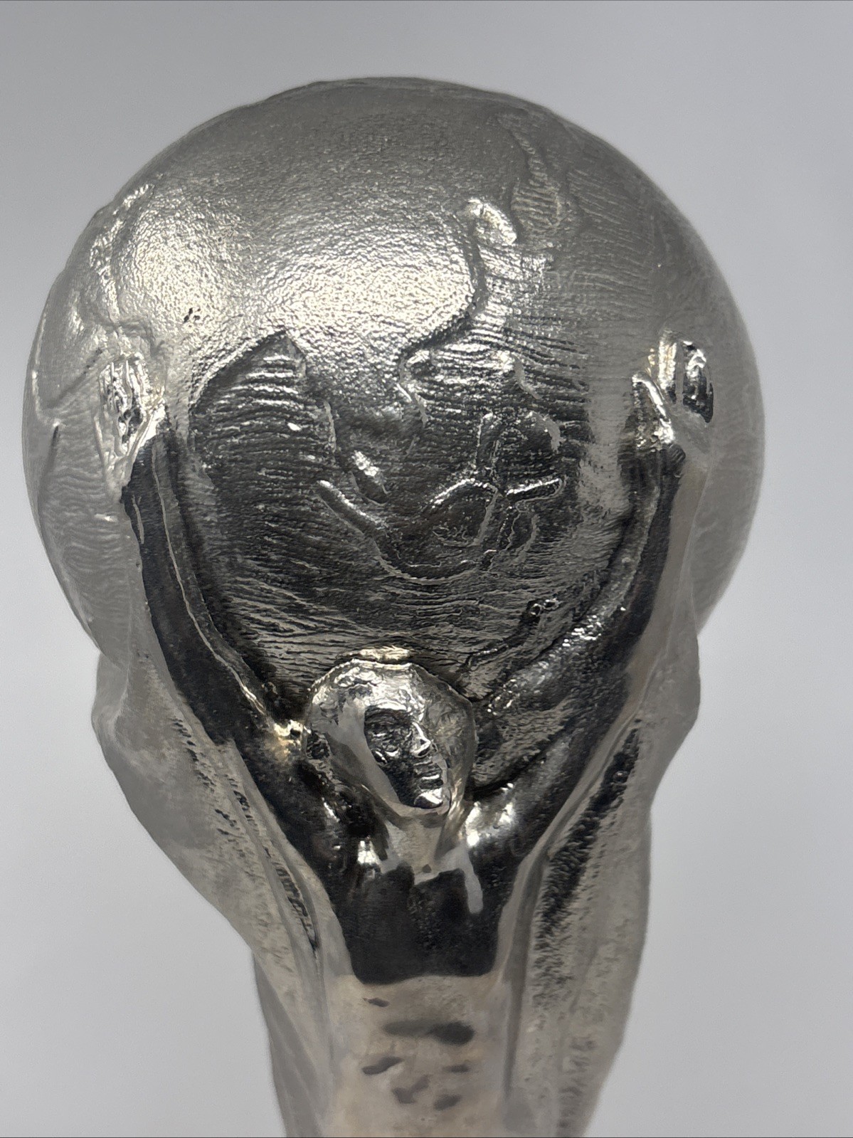 Cool Silver Tone Metal FIFA World Cup Replica Trophy On Custom Pedestal 17” High