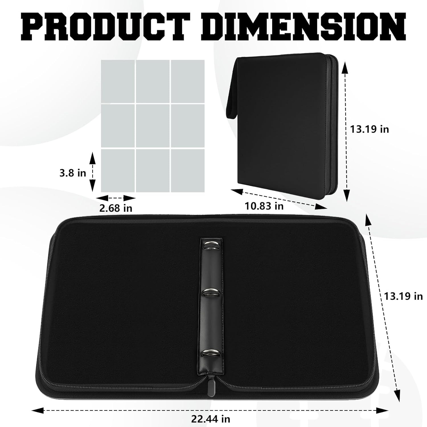 9 Pocket Trading Card Zip Binder – Holds 900 Cards, 50 Pages Large-Capacity,Doub