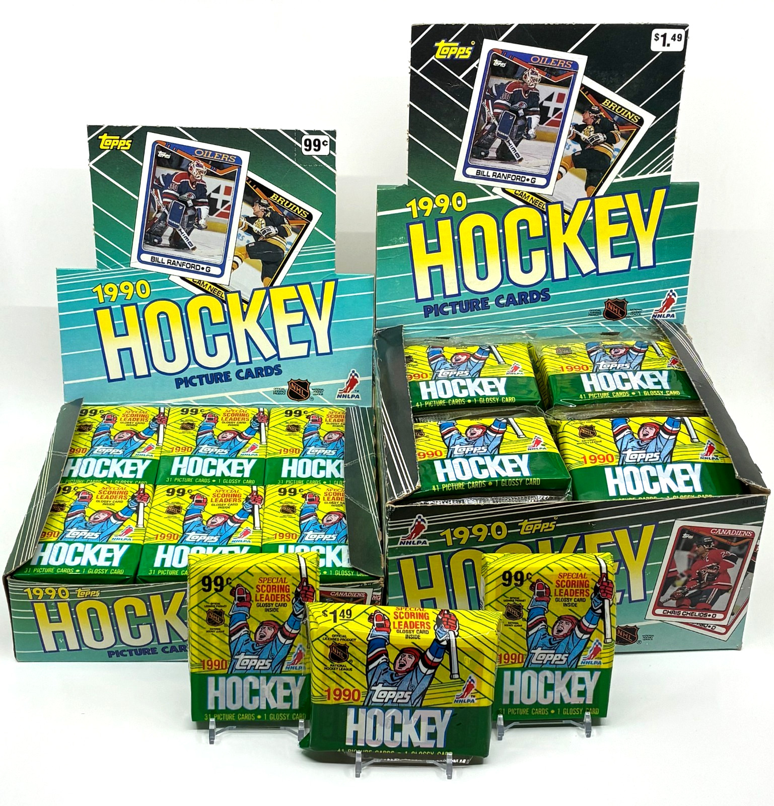 1990-91 Topps NHL Hockey 3 Factory Sealed Jumbo Packs – Gretzky / Lemieux / Jagr