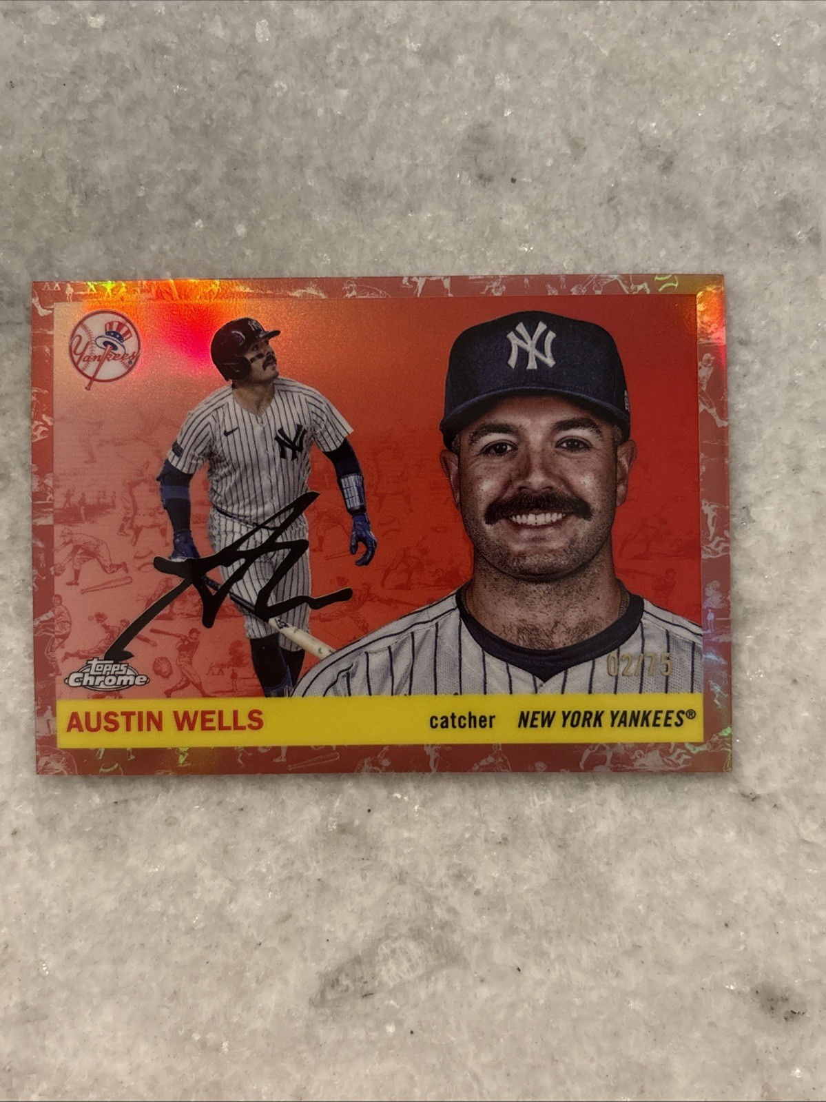 2025 Topps Chrome Platinum Austin Wells #165 Toile Cream Rose Gold Refractor /75