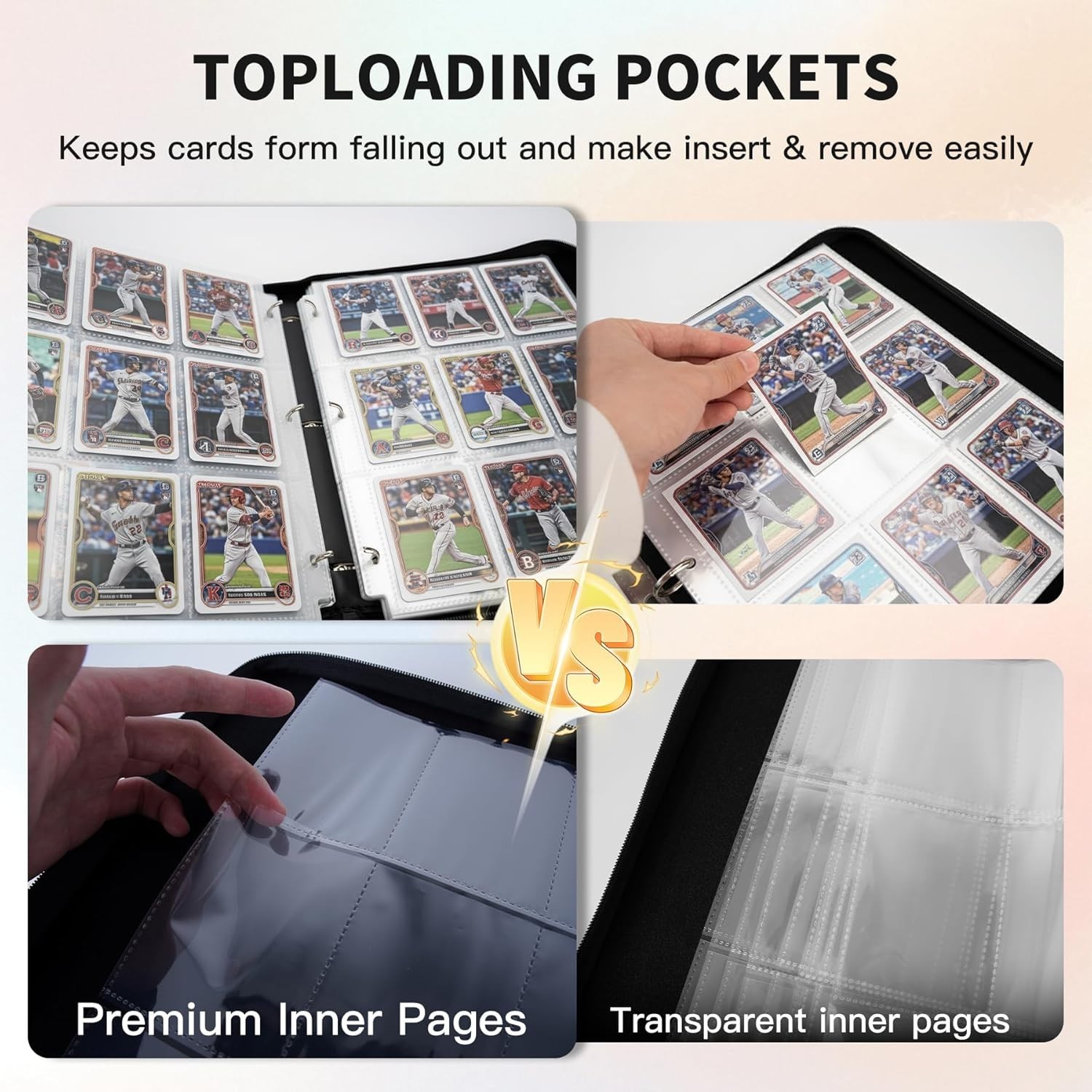 Trading Card Binder, Premium 9-Pocket Double Sided 540 Pocket PU Card Collect