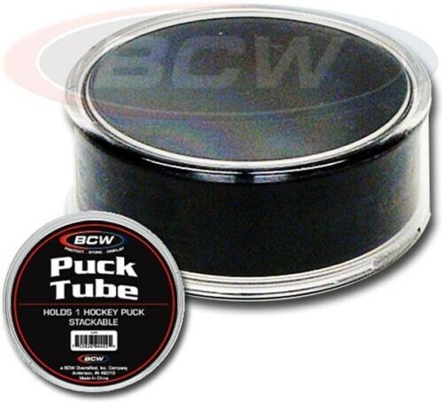 BCW Round Hockey Puck TUBE Holder Display Case Stackable For Souvenir Pucks