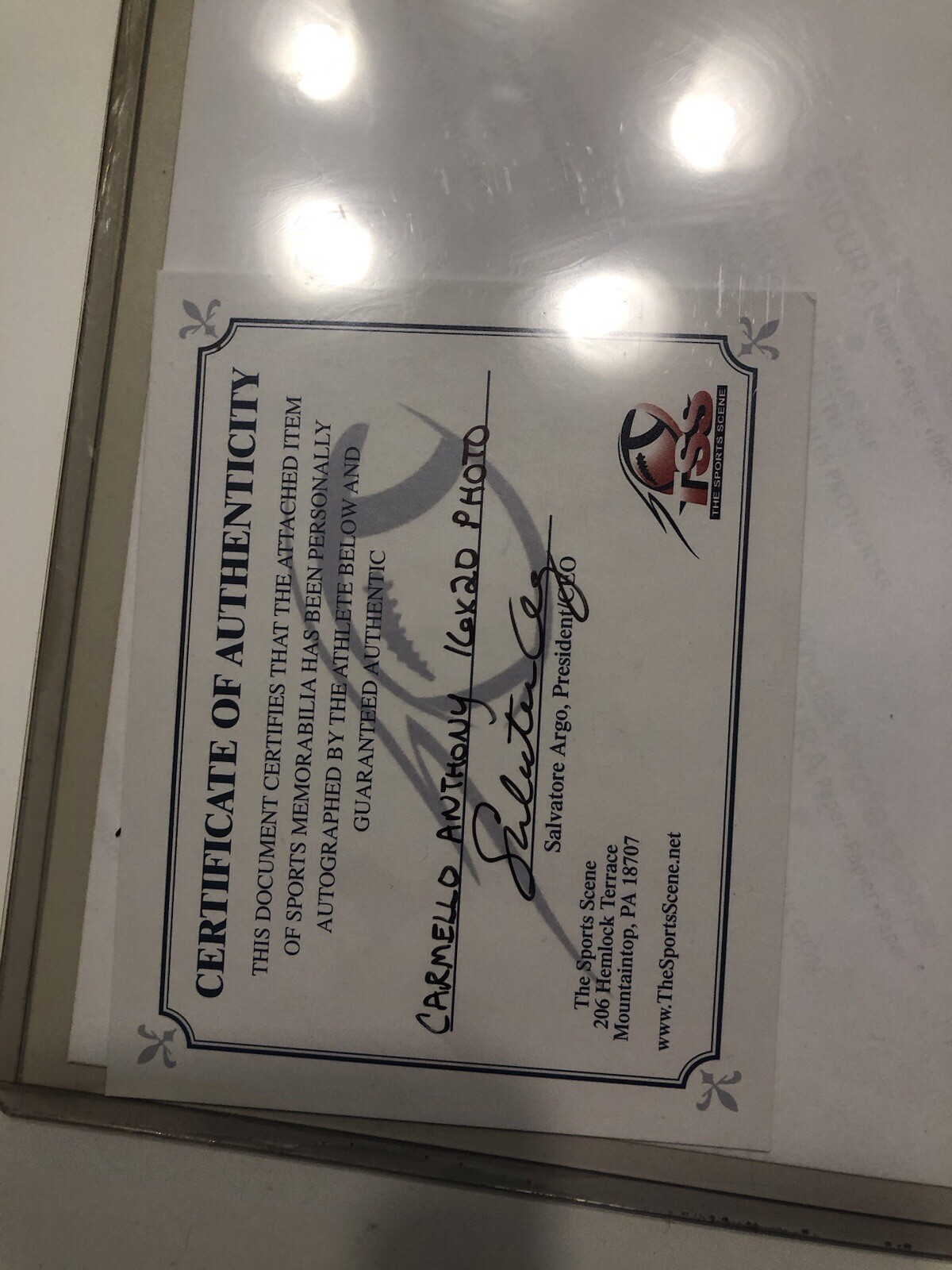 Carmelo Anthony Autographed Signed Picture While With New York Knick.