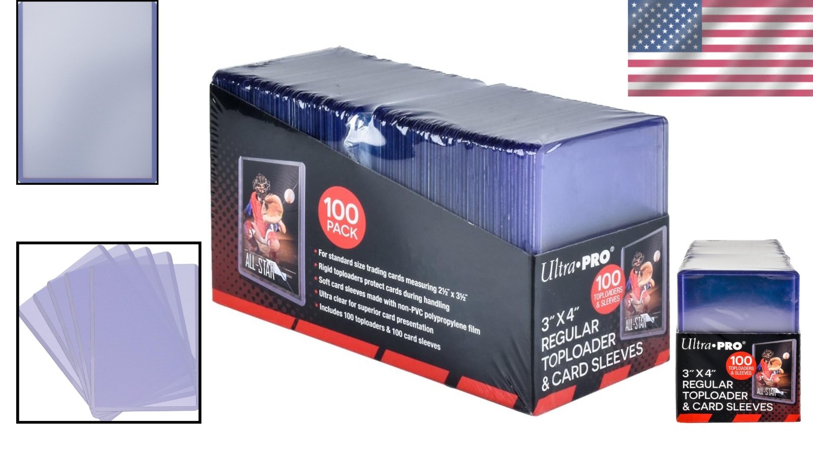 200 Piece Clear Regular Toploaders & Acid-Free Sleeves for Trading Cards – 35pt
