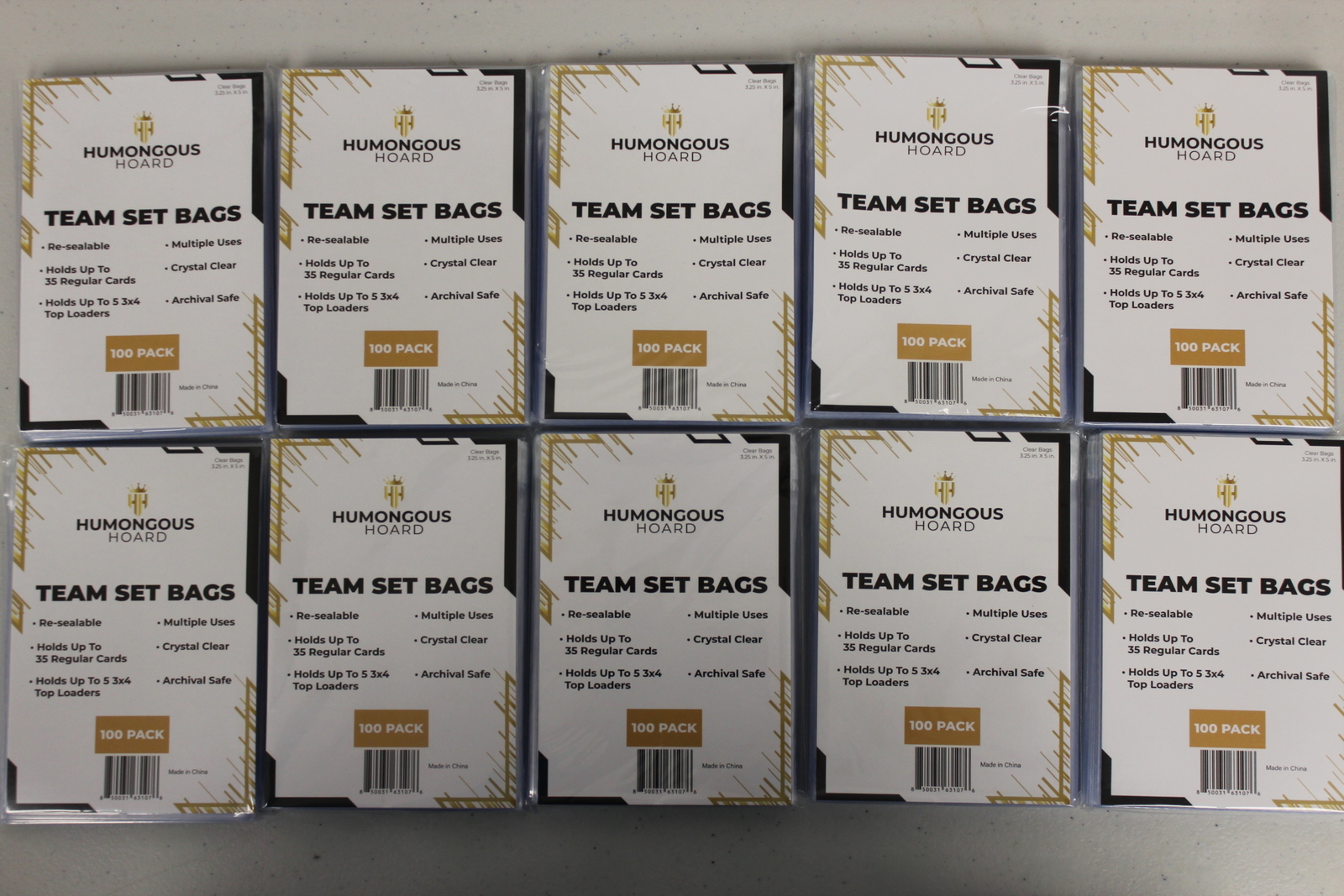 (1000) Humongous Hoard Team Set Bags Holds Top Loaders – 10 Packs of 100