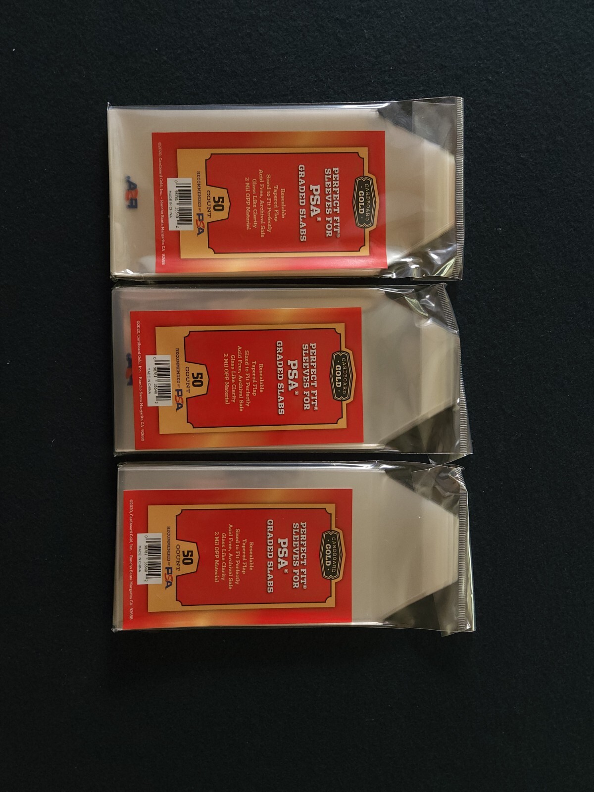 (3) 50 CT Lot CARDBOARD GOLD PERFECT FIT SLEEVES FOR PSA GRADED SLABS