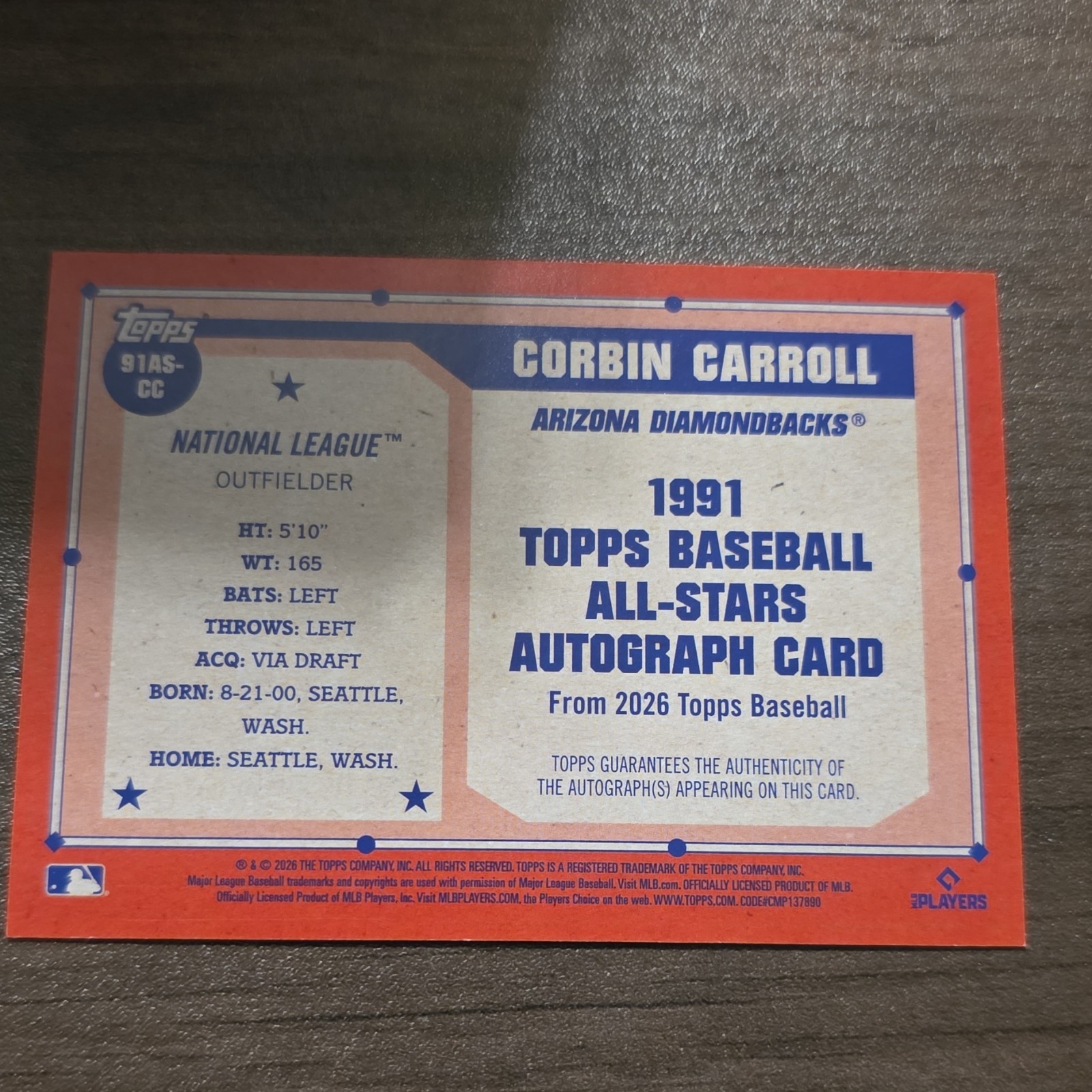 Topps Series 2 2026 Corbin Carroll 1991 All-star Game Blue Auto /150 #91A-CC