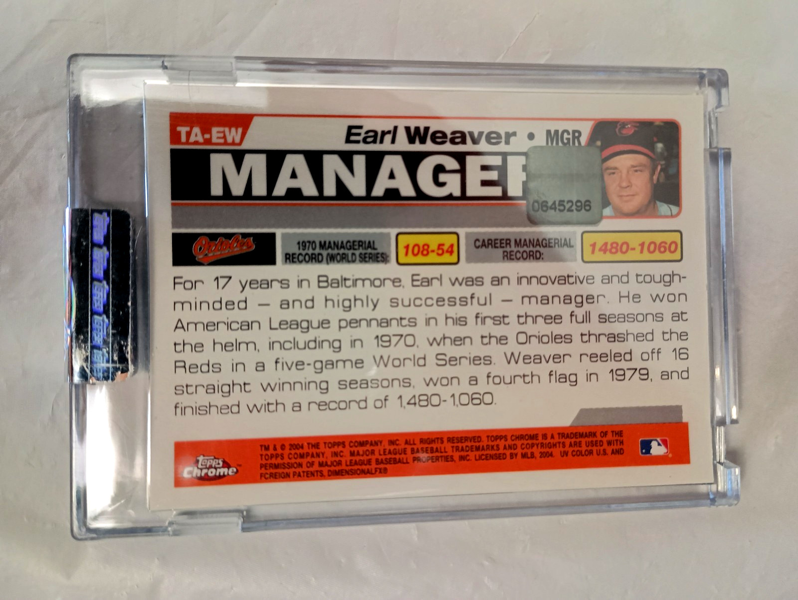 2004 Topps Retired Signature EARL WEAVER Factory Sealed Baltimore Orioles MINT!