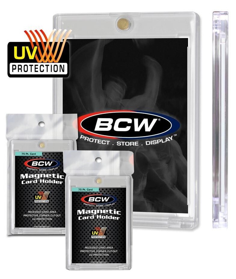 3 BCW Magnetic Card Holders 75 Pt Recessed UV Protection Slab Size 2 1/2 x 3 1/2