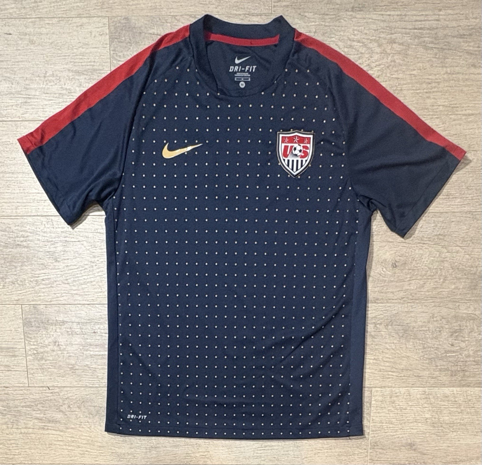 Nike USMNT Jersey Mens M Blue Soccer Polka Dots Training Kit FIFA World Cup