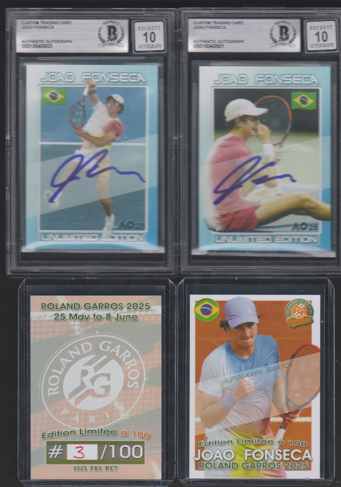 Pop 1 JOAO FONSECA 2025 FRENCH OPEN RG ROOKIE Tennis card CG/PSA/BGS 10 GEM