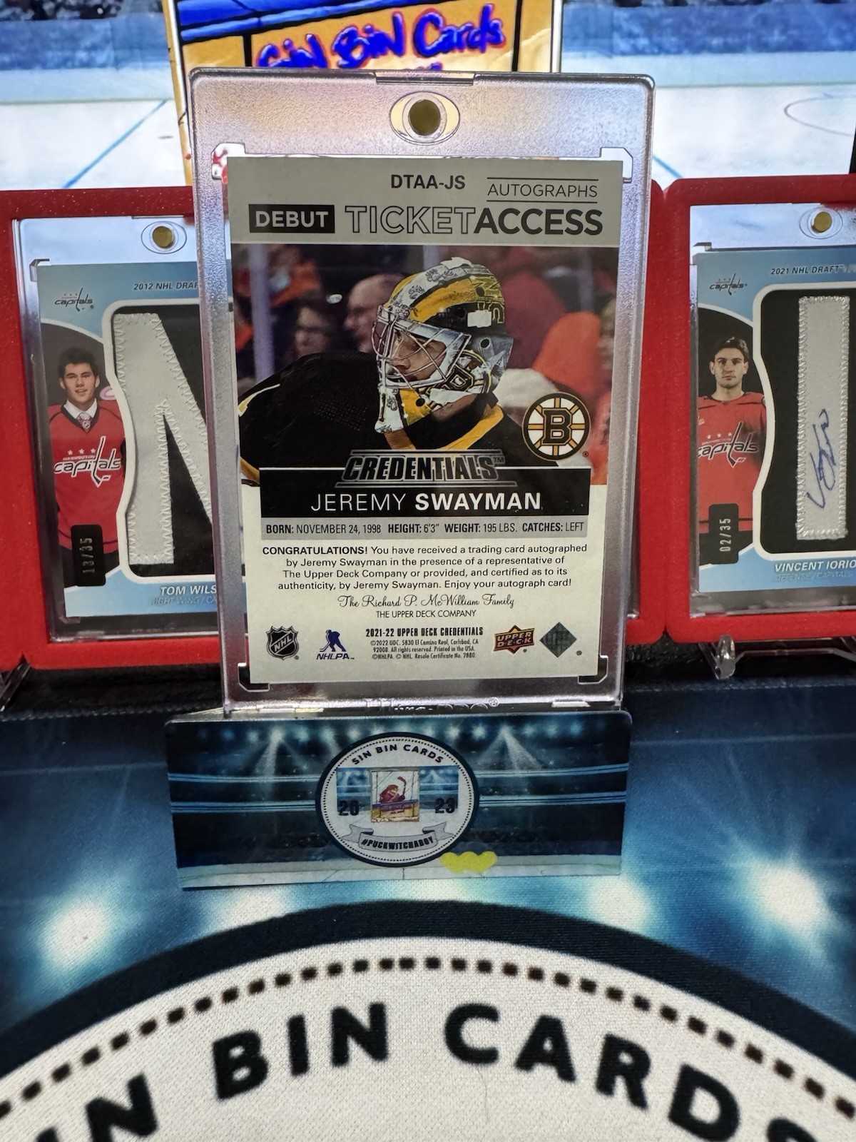 2021-22 UD Credentials – Debut Ticket Access Auto /99 Jeremy Swayman #144 (RC)