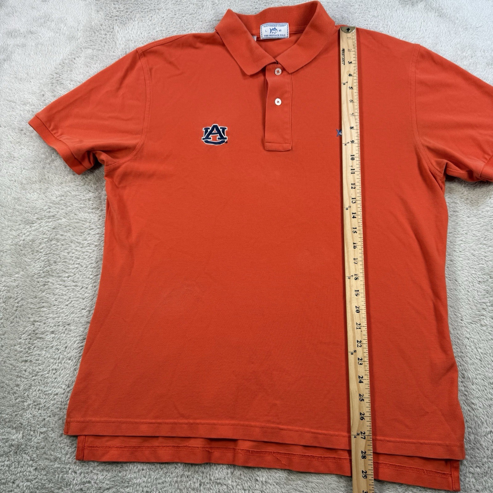 Auburn Tigers Southern Tide Polo Mens Large Orange Skipjack Short Sleeve Shirt