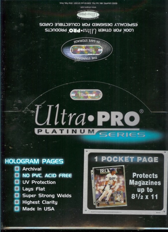 (10) Ultra Pro 8 1/2 x 11″ Magazine Album Pages 1 Pocket Sheets Fits Beckett