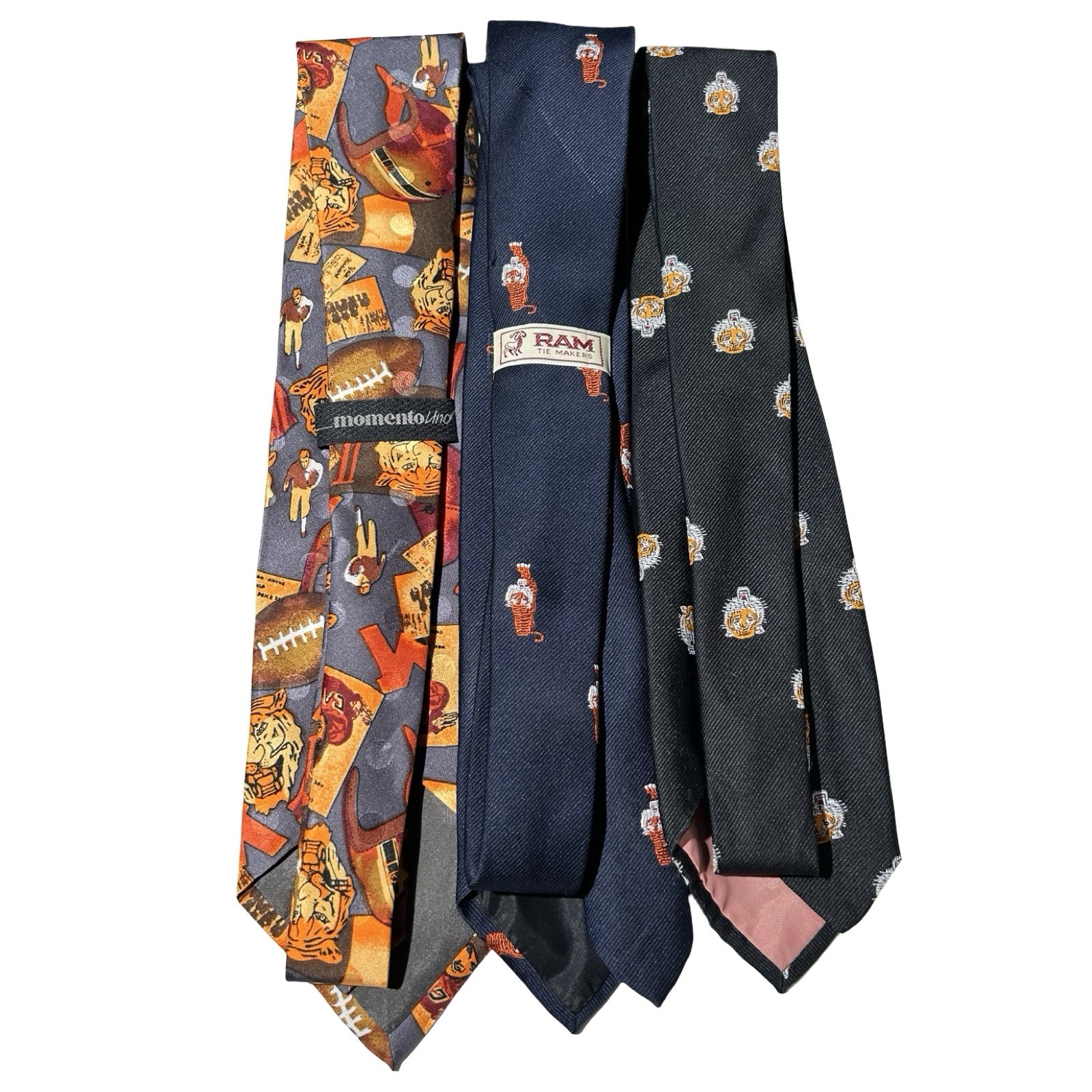 Lot of 3 Vintage Clemson Tigers Men’s Neckties Silk Poly NCAA Football Mascot