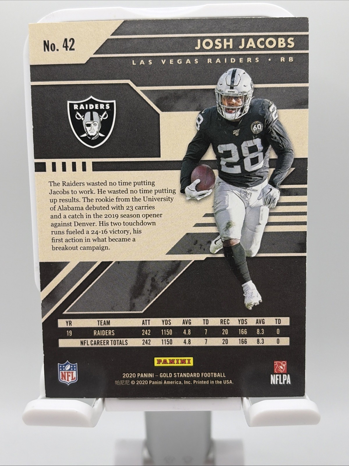 2020 Gold Standard Purple /10 Josh Jacobs #42 Raiders Packers First On Print