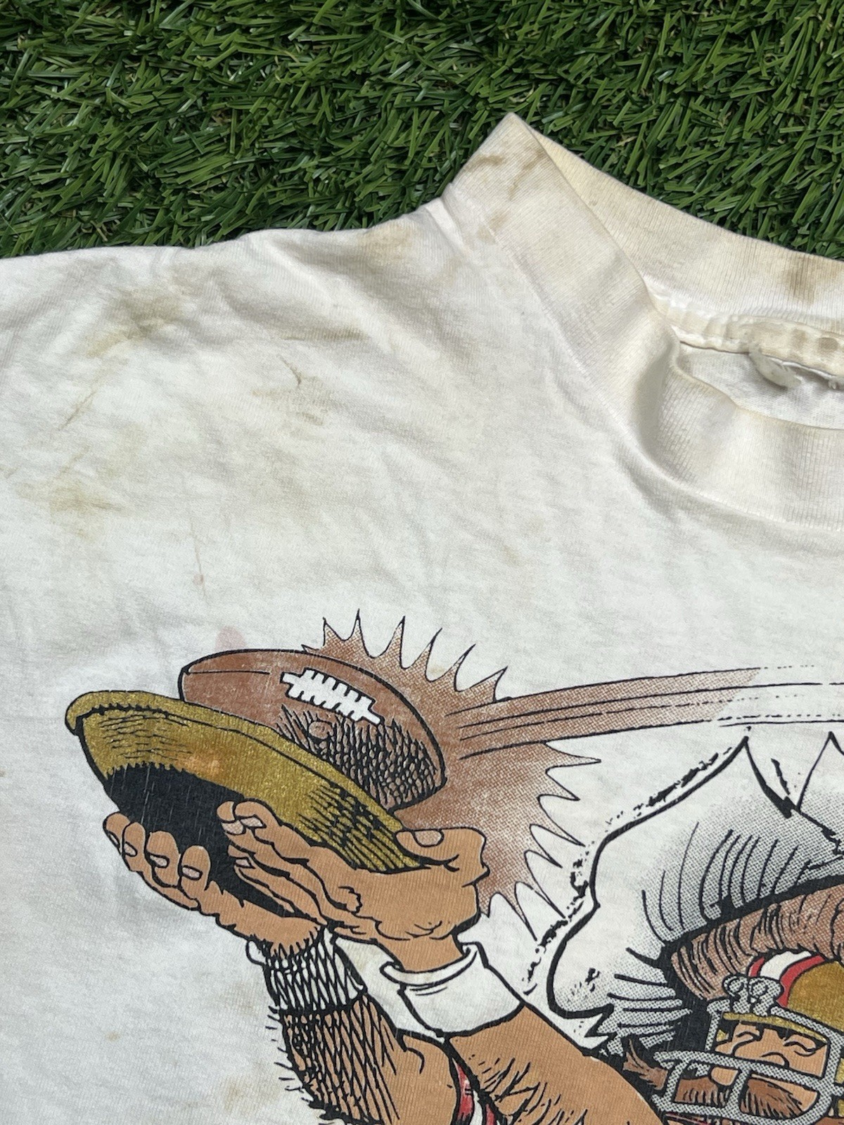 San Francisco 49ers NFL Caricature T-Shirt Men’s M Double Sided Vintage 90s