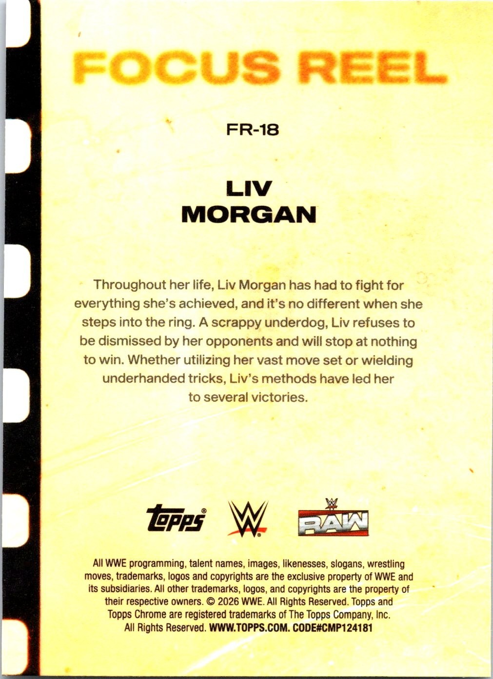 Liv Morgan 2026 Topps Chrome WWE #FR-18 Focus Reel Insert Card