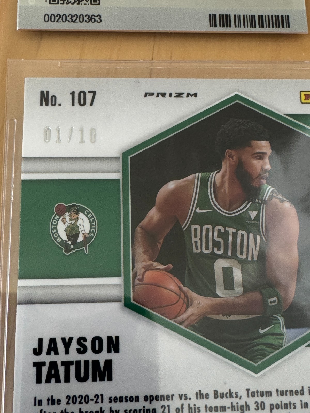 Jayson Tatum 2020-21 #107 Mosaic Green Swirl /10 RARE BGS 9 MINT Celtics