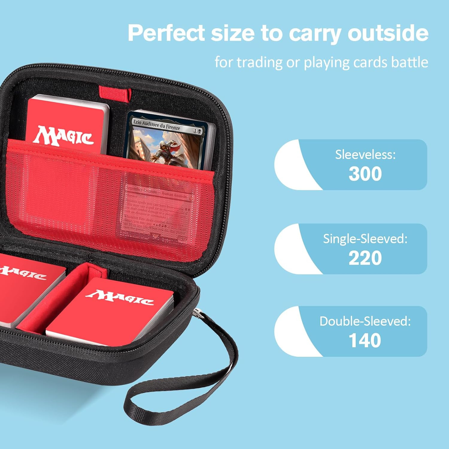 Collectible Trading Card Case, Hard Travel Carrying Storage Box Holds 300+ Cards