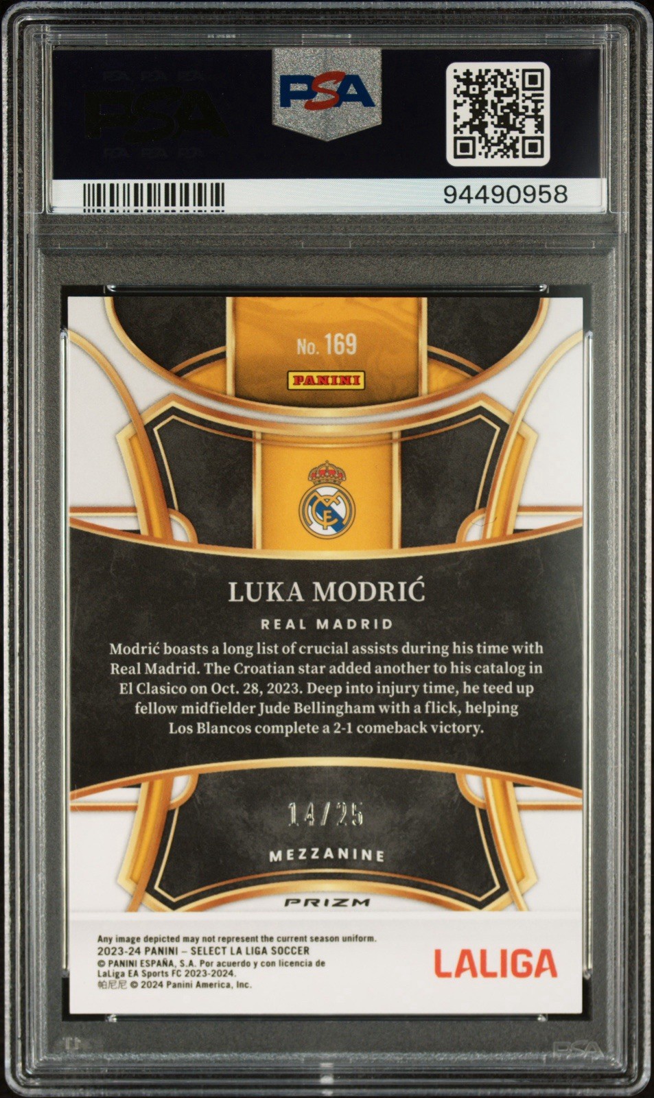 2023-24 Panini Select La Liga – Mezzanine Luka Modric #169 Zebra Prizm /25