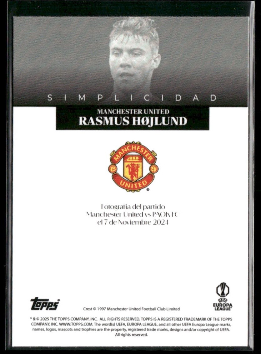 Rasmus Hojlund 2024-25 Topps Simplicidad UEFA Club Competitions #N/A