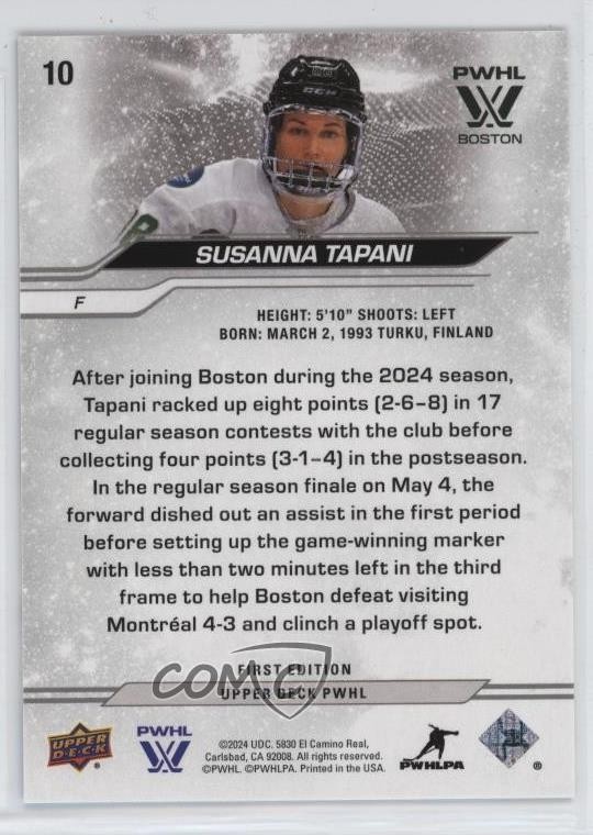 2024 Upper Deck PWHL 1st Edition Deluxe 202/250 Susanna Tapani #10 Rookie RC ds4