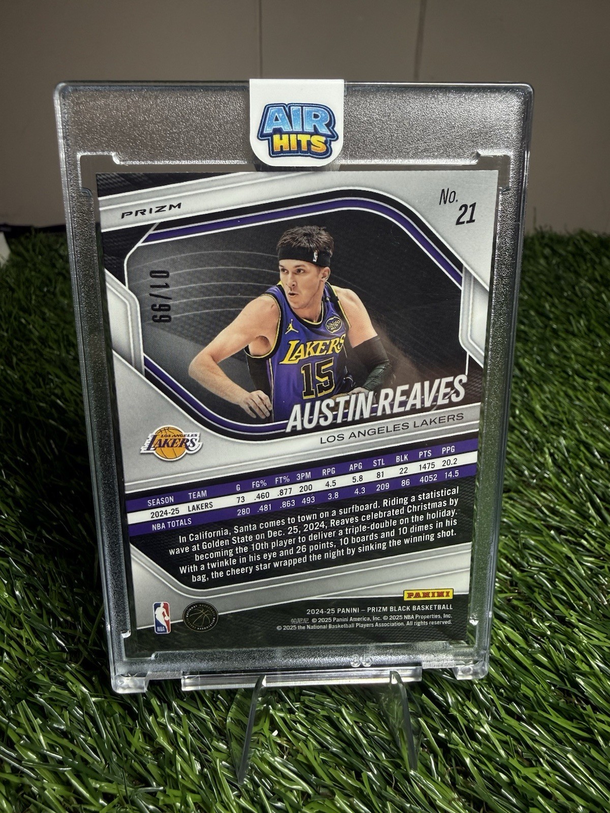 Panini 2024-25 Prizm Black Austin Reaves #21 Purple Prizm /99 Lakers