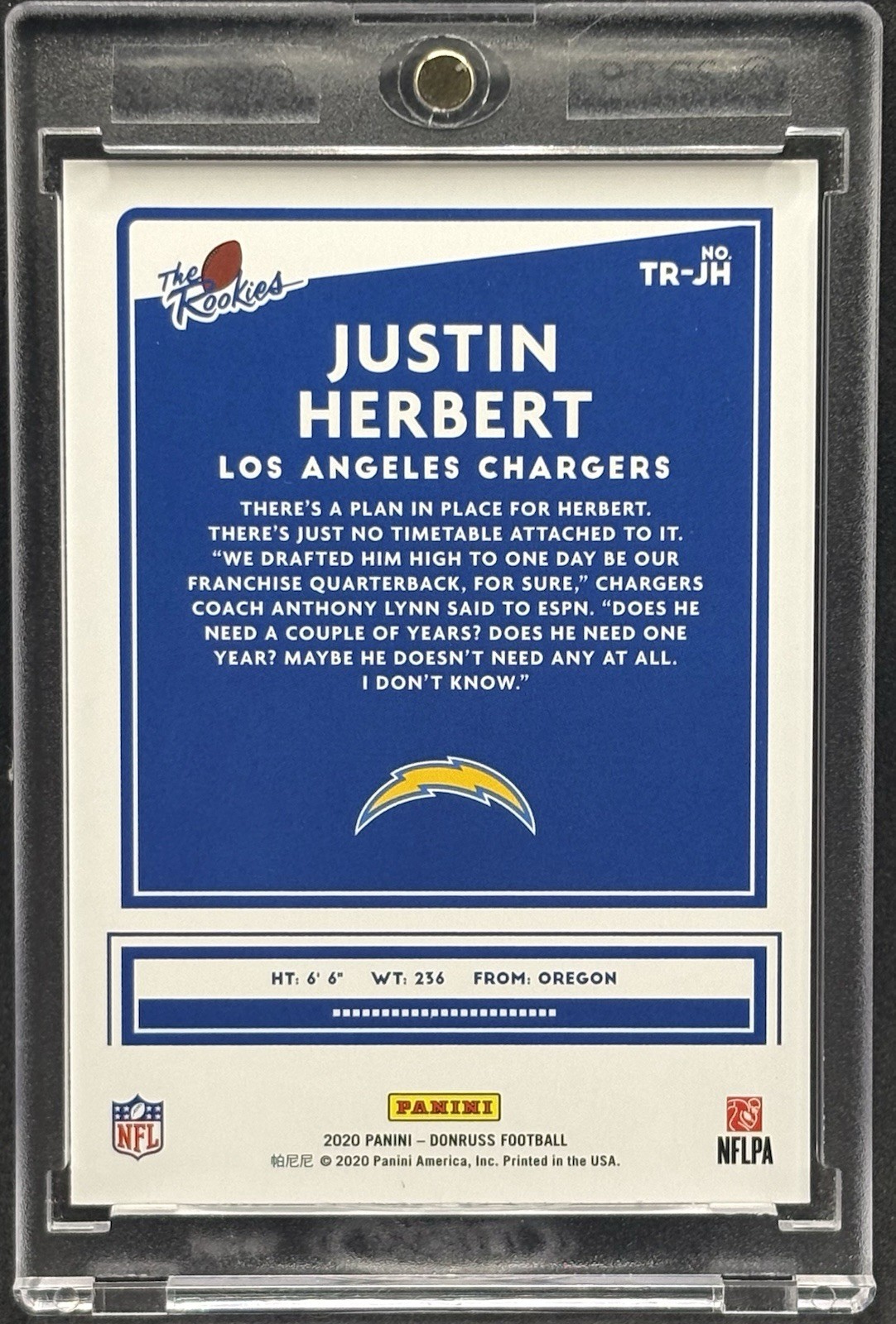 Justin Herbert RARE ROOKIE CHECKER REFRACTOR INVESTMENT CARD CHARGERS MINT