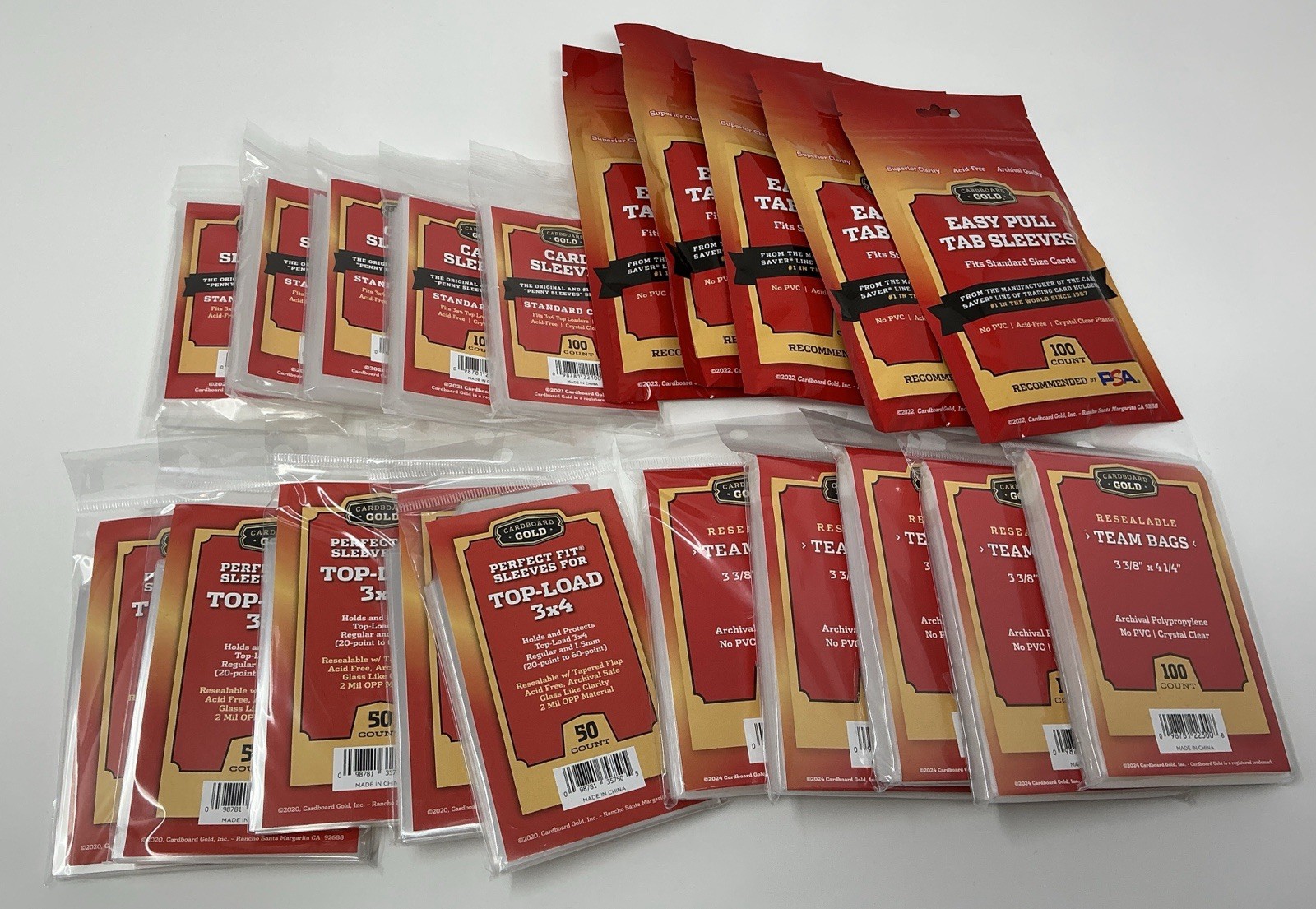 Cardboard Gold Perfect Fit Sleeves For Top-Load 3×4 20 Point To 60 Pt PSA 1750