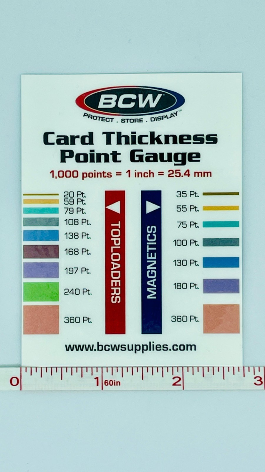 BCW Card Thickness Point Gauge | 20pt | DOUBLE-SIDED | LAMINATED | CARDSTOCK