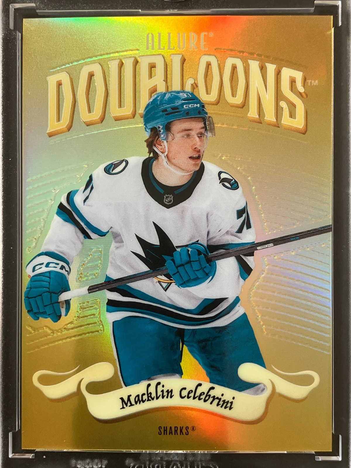 2025-26 Upper Deck Allure Doubloons Macklin Celebrini DB-25. Rare Case Hit