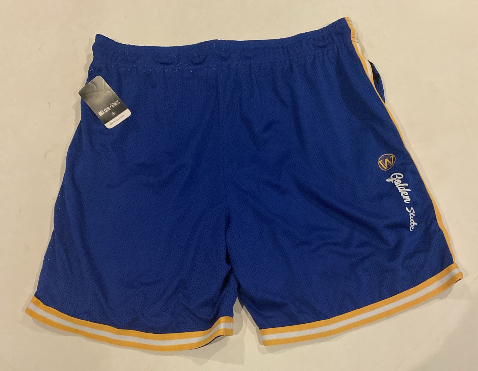 Golden State Warriors Basketball Shorts Mens XL Retro NBA Mesh Shorts Royal Gold