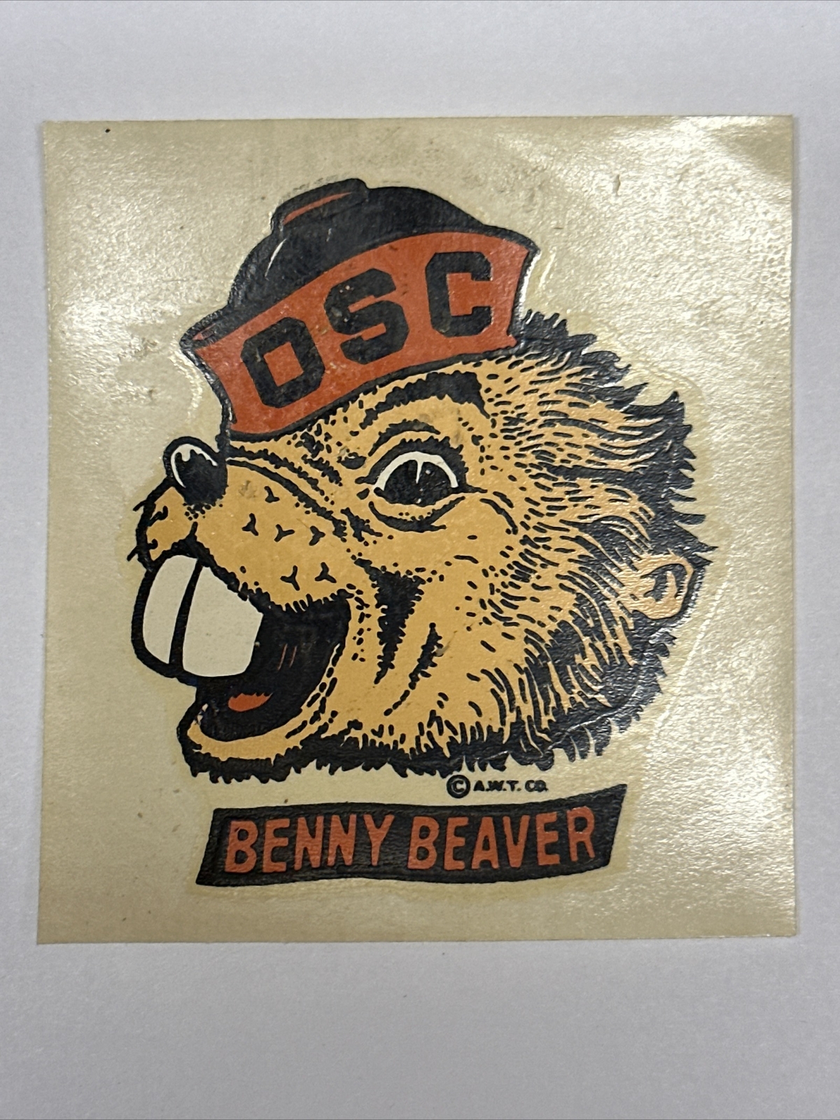 Vintage 1950s Oregon State Beaver Benny College University Decal 3×2.5In