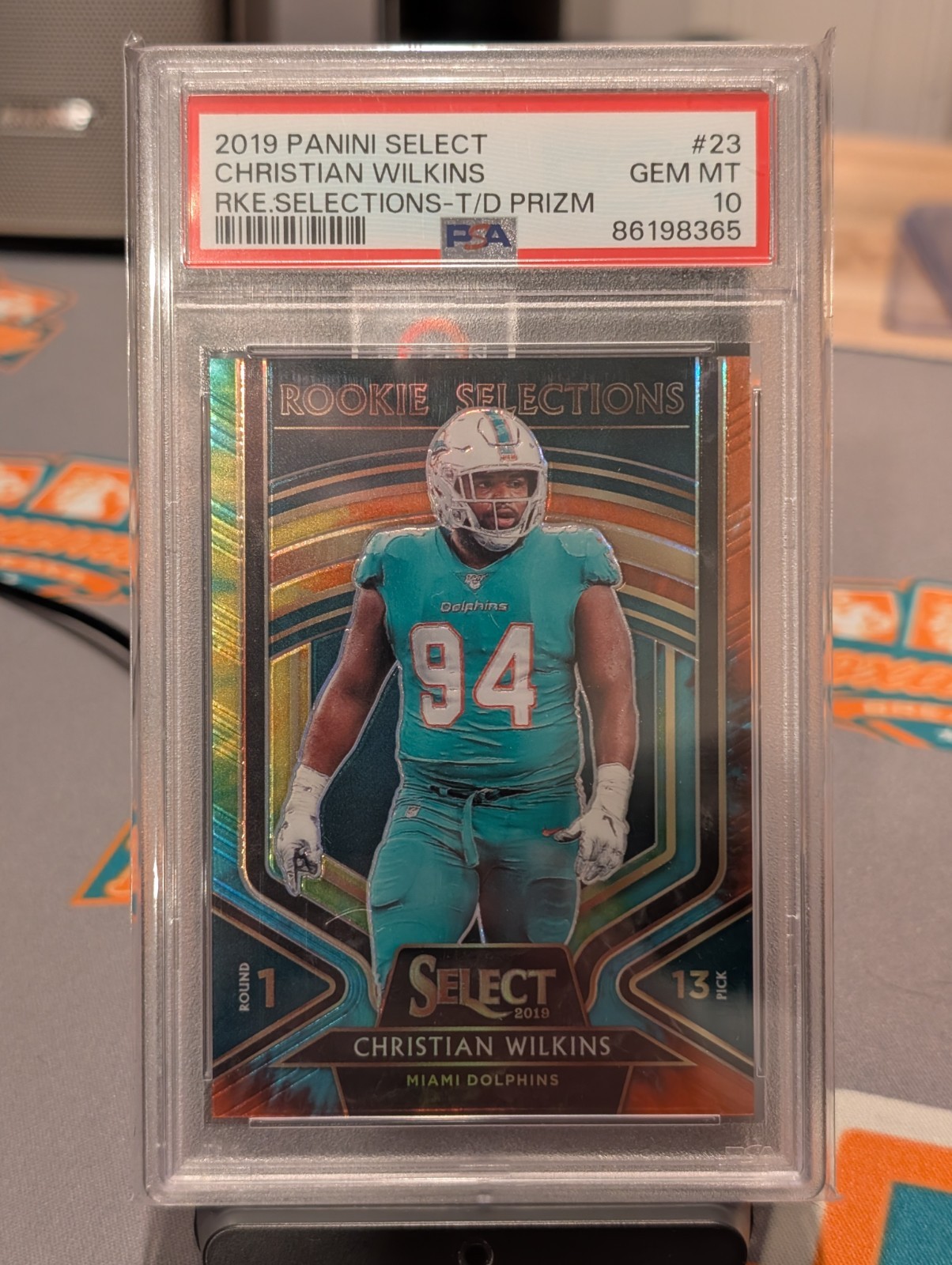 2019 Select Christian Wilkins Rookie Selections Tie-dye /25 PSA 10 Phins Raiders
