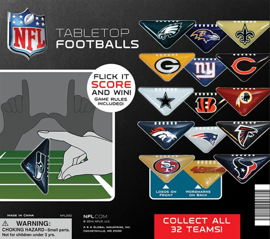 NFL Tabletop Footballs – Pick Your Team – Flick It – Licensed Gumball / Vending