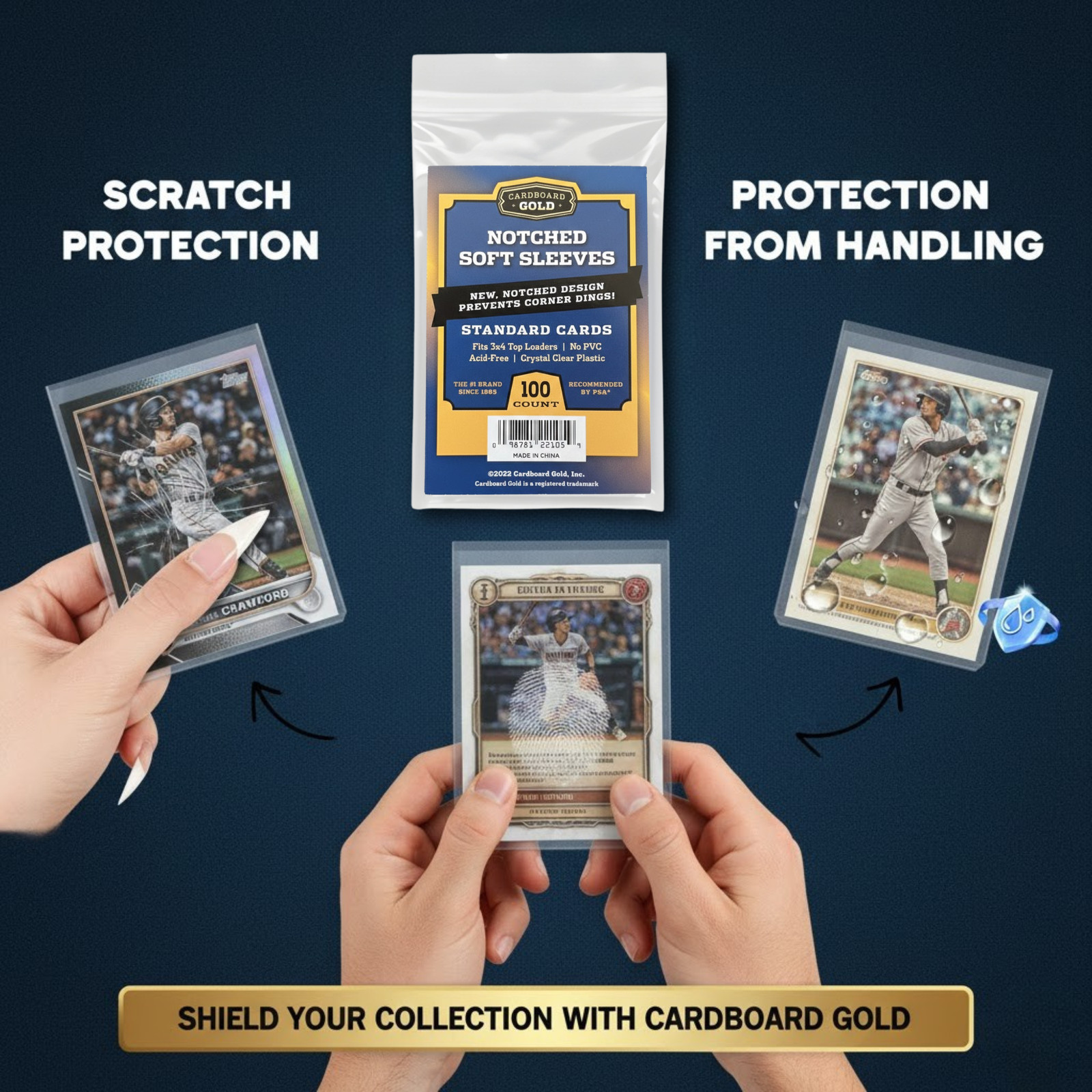 10,000 CBG Premium Easy Glide Notched Easy Loading Trading Card Soft Sleeves