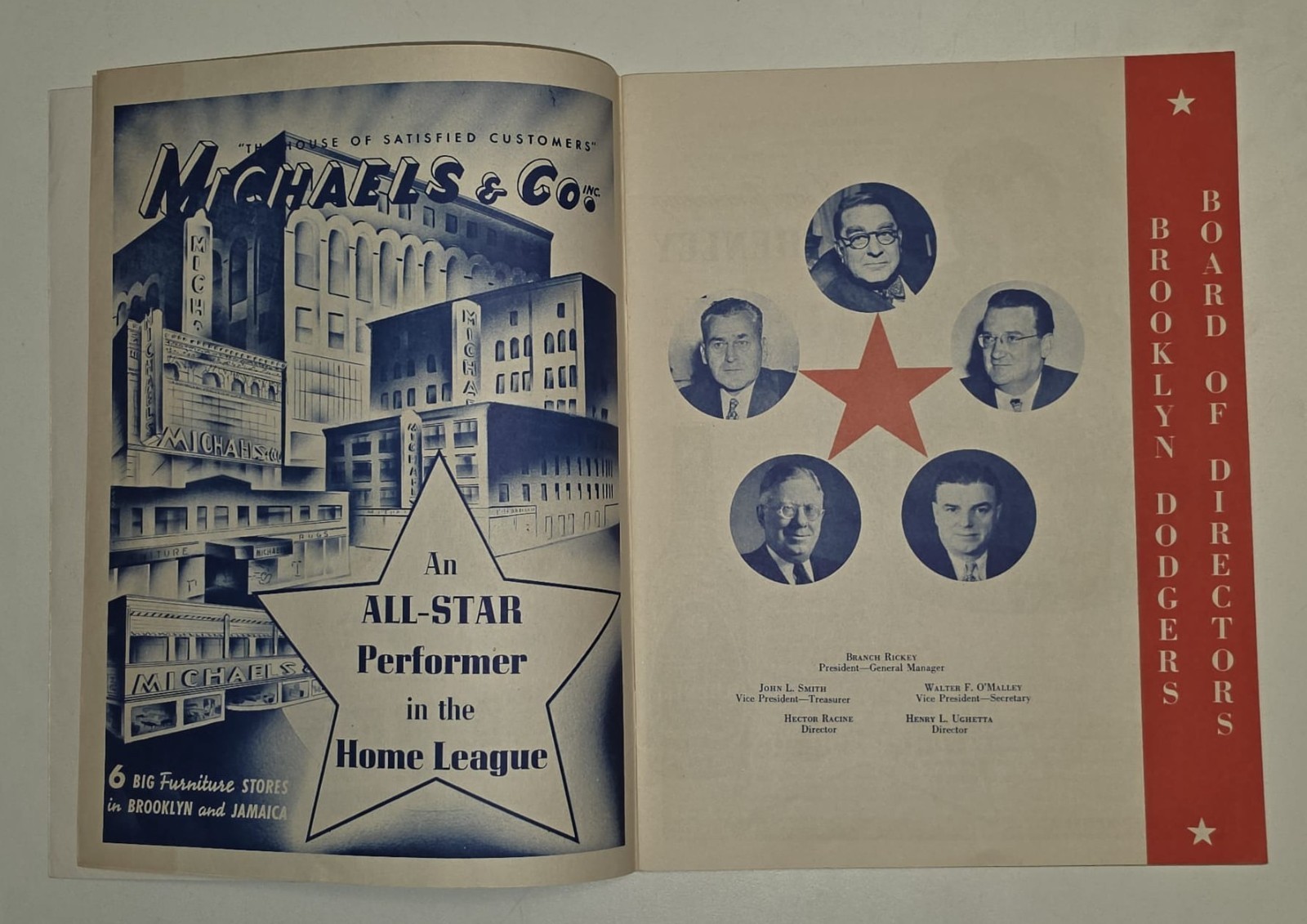 1949 MLB All-Star Game Official Program Ebbets Field Brooklyn Dodgers NRMT