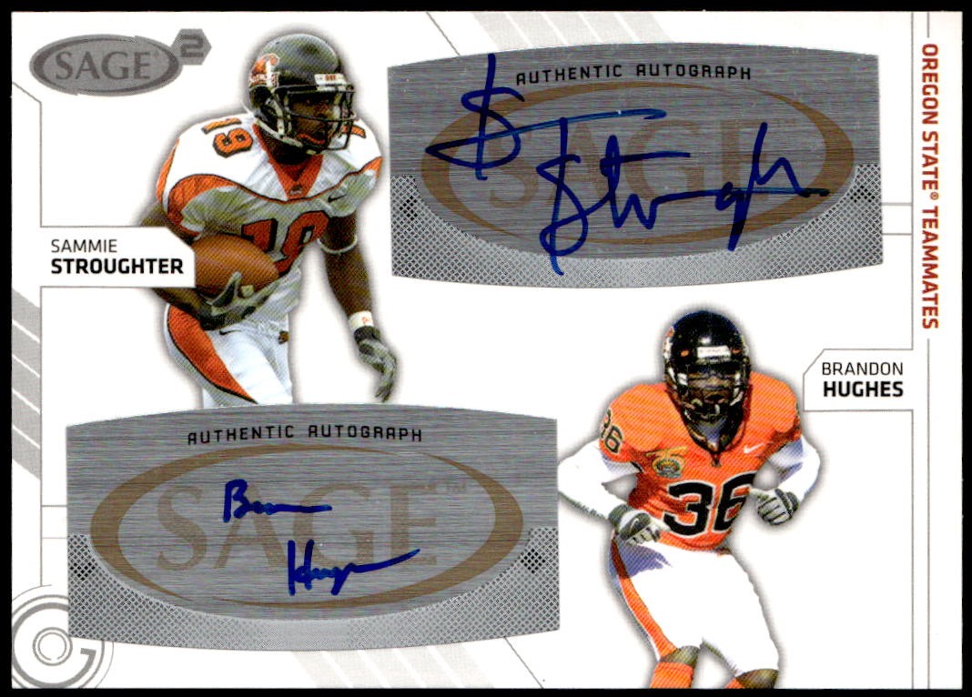 2009 SAGE Squared #SA-47 Sammie Stroughter / Brandon Hughes Dual Autographs E1